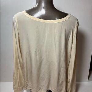 Club Monaco 100% Silk Soft Cream Long Sleeve Top